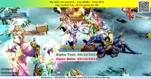Mu Mới ra, Mu thần ma season6 - Season 6 - Exp: 8888x - Drop: 45% - bản custom hay, hỗ trợ game thủ tốt Mu Mới ra,Mu thần ma season6 - Season 6 - Exp: 8888x - Drop: 45% - bản custom hay, hỗ trợ game thủ tốt