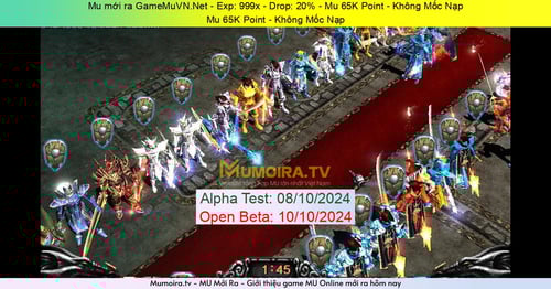 Mu Mới ra, GameMuVN.Net - Season 6 - Exp: 999x - Drop: 20% - Mu 65K Point - Không Mốc Nạp Mu Mới ra,GameMuVN.Net - Season 6 - Exp: 999x - Drop: 20% - Mu 65K Point - Không Mốc Nạp