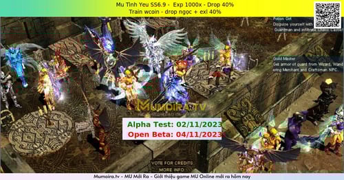 Mu Mới ra, Mu Tình Yeu SS6.9 - Season 6 - Exp: 1000x - Drop: 40% - Train wcoin - drop ngọc + exl 40% Mu Mới ra,Mu Tình Yeu SS6.9 - Season 6 - Exp: 1000x - Drop: 40% - Train wcoin - drop ngọc + exl 40%
