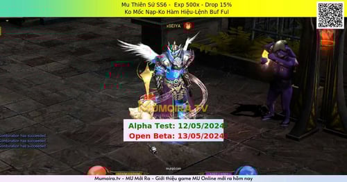 Mu Mới ra, Mu Thiên Sứ SS6 - Season 6 - Exp: 500x - Drop: 15% - Ko Mốc Nạp-Ko Hàm Hiệu-Lệnh Buf Ful Mu Mới ra,Mu Thiên Sứ SS6 - Season 6 - Exp: 500x - Drop: 15% - Ko Mốc Nạp-Ko Hàm Hiệu-Lệnh Buf Ful