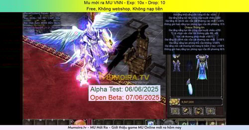Mu Mới ra, MU VNN - Season 0-1 - Exp: 10x - Drop: 10% - Free, Không webshop, Không nạp tiền Mu Mới ra,MU VNN - Season 0-1 - Exp: 10x - Drop: 10% - Free, Không webshop, Không nạp tiền