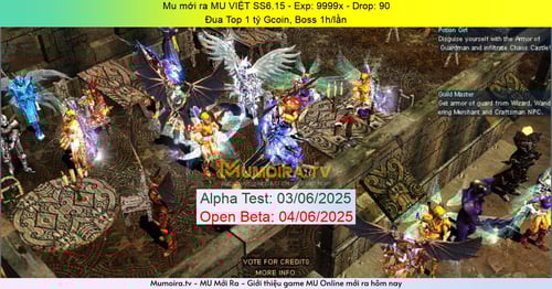 Mu Mới ra,MU VIỆT SS6.15 - Season 6 - Exp: 9999x - Drop: 90% - Đua Top 1 tỷ Gcoin, Boss 1h/lần
