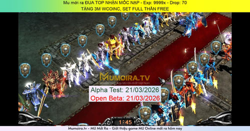 Mu Mới ra,ĐUA TOP NHẬN MỐC NẠP - Season 6 - Exp: 9999x - Drop: 70% - TẶNG 3M WCOINC, SET FULL THẦN FREE