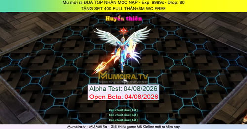 Mu Mới ra,ĐUA TOP NHẬN MỐC NẠP - Season 6 - Exp: 9999x - Drop: 80% - TẶNG SET 400 FULL THẦN+3M WC FREE