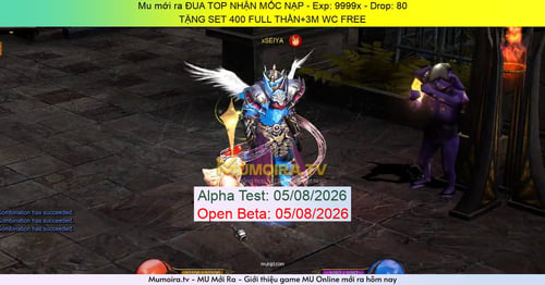 Mu Mới ra,ĐUA TOP NHẬN MỐC NẠP - Season 6 - Exp: 9999x - Drop: 80% - TẶNG SET 400 FULL THẦN+3M WC FREE