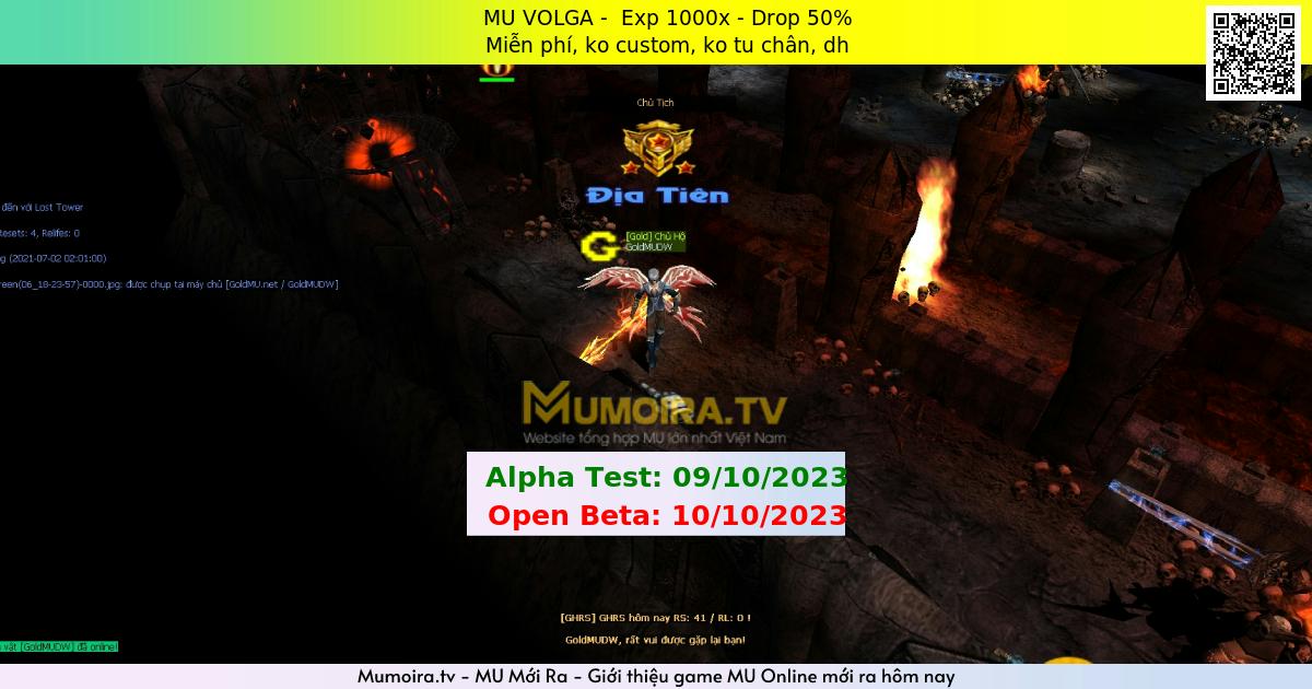 Mu Mới ra,MU VOLGA - Season 6 - Exp: 1000x - Drop: 50% - Miễn phí, ko custom, ko tu chân, dh