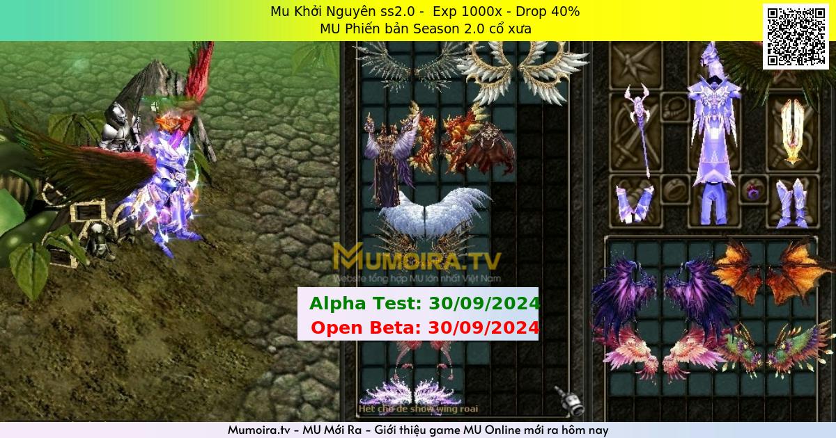 Mu Mới ra,Mu Khởi Nguyên ss2.0 - Season 2 - Exp: 1000x - Drop: 40% - MU Phiến bản Season 2.0 cổ xưa